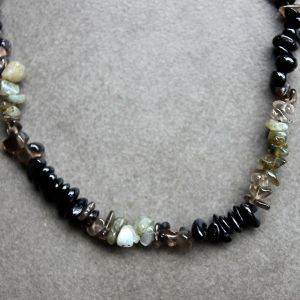 Collier – Tourmaline noire / Quartz fumé / Labradorite
