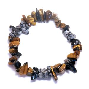 Bracelet – oeil de faucon / oeil de tigre / obsidienne à flocons