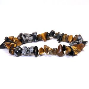 Bracelet – oeil de faucon / oeil de tigre / obsidienne à flocons